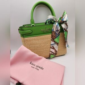 Kate Spade NY Staci Straw Satchel W/ Scarf & Dustbag EUC!